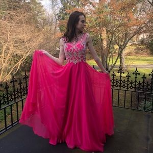 Pink beaded prom or pageant dress
